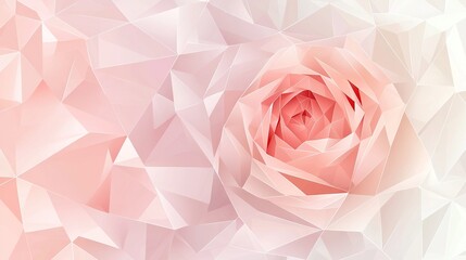 Wall Mural -   A close-up of a pink flower on a white-and-pink background with low-poly polygon shapes in the backdrop