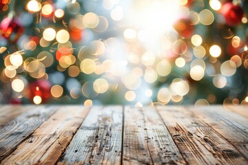 Wall Mural - create a festive christmas ambiance by setting up a holidaythemed wooden table adorned with twinklin