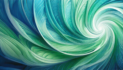 Swirling patterns of blue and green create a captivating abstract design resembling ocean waves in motion