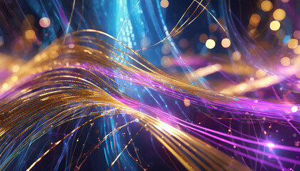 Poster - abstract representation of vibrant light trails in striking colors creating a dynamic visual experie