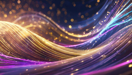 Poster - vibrant abstract waves of light dancing in a colorful display against a dark background during a dig