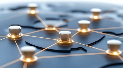 Poster - the design features an abstract world map with intricate details, showcasing global network connecti