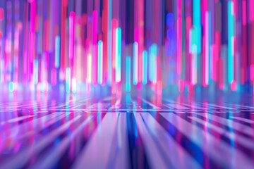 Poster - Abstract technology background with glowing lines forming a perspective over a circuit board