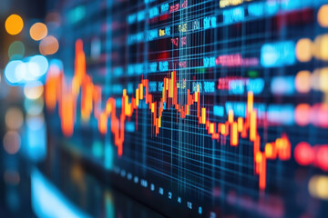 Financial Trading Chart with Glowing Data Points 