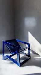 Minimalist cobalt blue chair in sunlit room for modern interior design