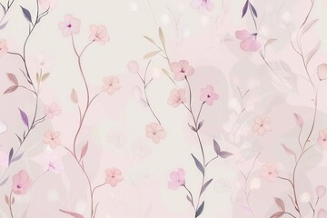 Poster - Floral patterns bloom gracefully across a pastel background, providing an elegant and serene atmosphere suited for spring-themed decor. Generative AI