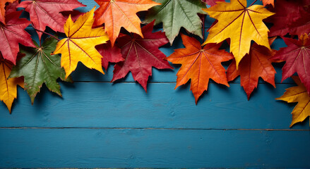 Poster - autumn leaves on a wall