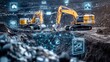 © utaem2022 - Excavators working at coal mine site using artificial intelligence technology