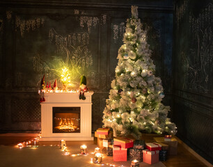 Wall Mural - christmas decorations and tree in a living room