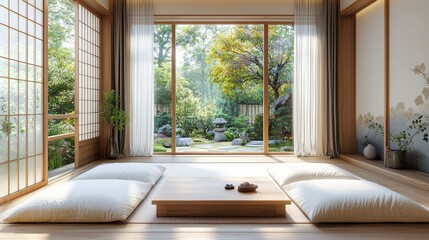 Wall Mural - cozy small beautiful home in Japan, two floors, Japan style, photos, vray 