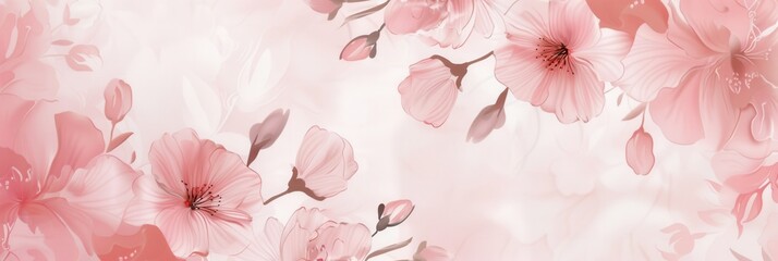 Poster - Delicate flowers in pastel colors gracefully adorn the backdrop, enhancing the tranquil atmosphere ideal for spring-themed arrangements. Generative AI