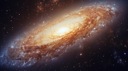 Wall Mural - spiral galaxy with bright core and stars in space