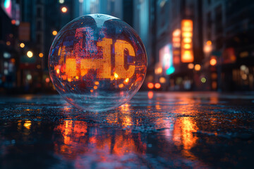 Poster - A stock market bubble building up as investors speculate on overvalued stocks, warning about potential economic consequences. Concept of economics.