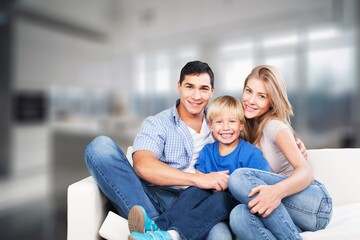 Wall Mural - Smile young family have fun together.