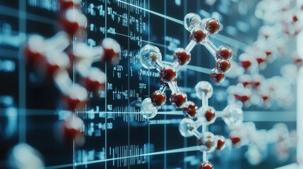 Poster - Futuristic Digital Molecular Structure and Particles in Abstract Technology Background