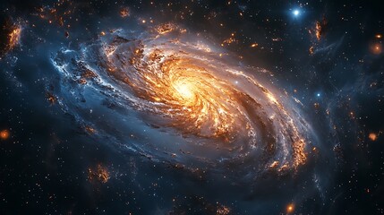 Wall Mural - abstract spiral galaxy in deep space with stars and nebula