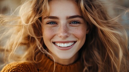 Poster - a woman with blonde hair smiling