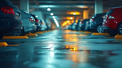 Canvas Print - a parking garage with a lot of cars parked in it