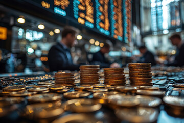 Poster - A group of investors pooling resources to form a mutual fund, reducing individual risk by spreading investments across multiple stocks. Concept of finance.