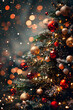 © Starmarpro - Illuminated Christmas tree with ornaments and bokeh background. Copy space. High quality photo