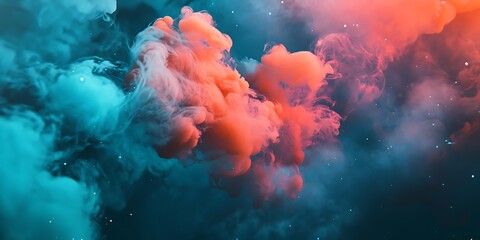 Wall Mural - abstract blue and orange smoke background with swirling patterns and textures