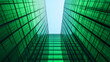 © Bi - Abstract background with green skyscrapers. Futuristic eco skyscraper. concept eco friendly