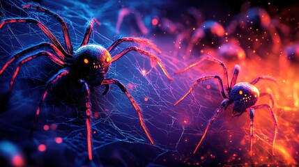 Colorful background with spider.