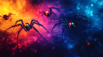 Colorful background with spider.