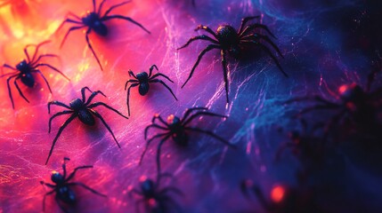 Colorful background with spider.