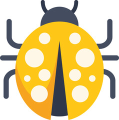 Poster - Minimalist vector illustration of a yellow ladybug spreading its wings on a white background