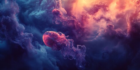 Wall Mural - abstract colorful smoke swirls, neon light, vibrant purple, pink, blue and orange colors background
