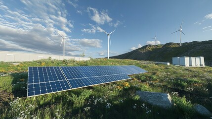 Harnessing Renewable Energy Solar Panels and Wind Turbines in a Sustainable Landscape