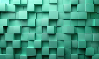 Poster - A wall made up of green cubes. AI.