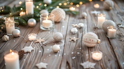 Poster - Cozy Holiday Scene with Candles and Decorations