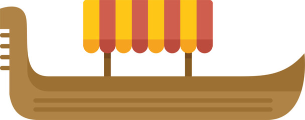 Poster - this colorful vector illustration depicts a traditional gondola boat, featuring a striped canopy, gl