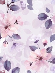 Aufkleber - Delicate floral patterns in pastel shades create a tranquil atmosphere, featuring romantic blooms and gentle foliage throughout the design. Generative AI
