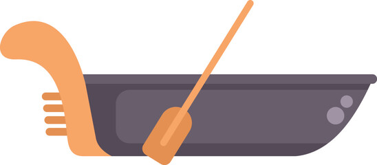 Poster - asian boat with paddle is floating on water surface