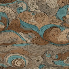 Seamless pattern with waves, AI generated