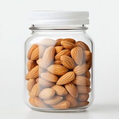 Wall Mural - Extra Thick Plastic Jar with Almonds Isolated on White