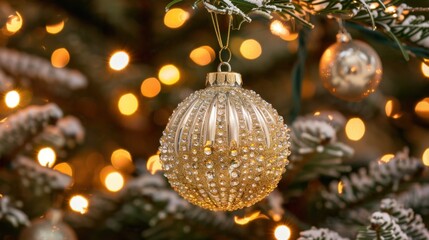 Poster - Elegant Gold Christmas Ornament on Tree