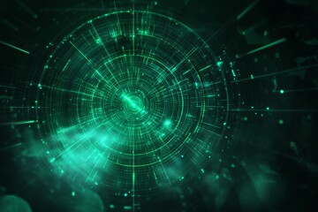 Wall Mural - a soft, green radar signal screen with rotating circles and dots