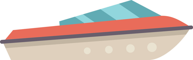 Poster - Side view of a modern red motor boat sailing on water surface, marine vessel, water transport vector illustration