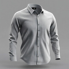 Canvas Print - Grey shirt against gray background, sharply contrasts the monochromatic tones.