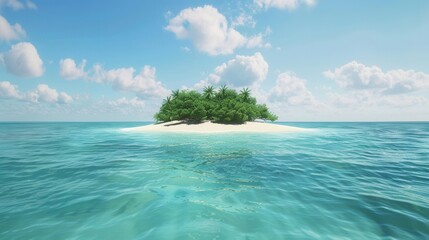 Poster - The island features soft white sand and crystal-clear turquoise water, inviting relaxation and peaceful solitude in nature's beauty. Generative AI