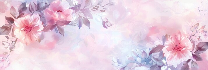 Aufkleber - Soft pastel shades blend with detailed floral designs, evoking a tranquil and inviting ambiance ideal for various occasions. Generative AI