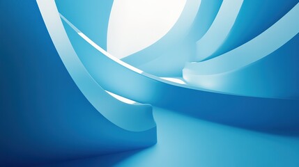 Poster - Abstract Blue Curves in Soft Light