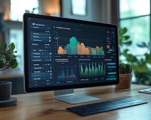 Wall Mural - a sleek dashboard featuring sustainability analytics and esg reporting tools, symbolizing ecofriendl
