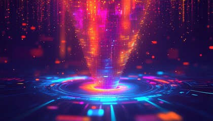 Fototapete - Digital transformation concept with a data collection funnel
