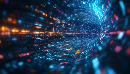 Aufkleber - Conceptual visualization of digital transformation through a data collection funnel, representing technology and data analytics in modern business, with a creative flair