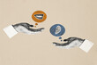 © deagreez - Composite photo collage of hands hold body part mouth ear listen gossips hearsay whisper communication speech isolated on painted background
